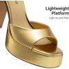 image:imageDREAM PAIRS Platform Heels for Women Square Toe Chunky High Heels Ankle Strap Sandals for Wedding Party Formal EventGold