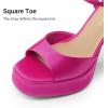 image:imageDREAM PAIRS Platform Heels for Women Square Toe Chunky High Heels Ankle Strap Sandals for Wedding Party Formal EventHot Pink