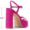 image:imageDREAM PAIRS Platform Heels for Women Square Toe Chunky High Heels Ankle Strap Sandals for Wedding Party Formal EventHot Pink
