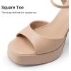 image:imageDREAM PAIRS Platform Heels for Women Square Toe Chunky High Heels Ankle Strap Sandals for Wedding Party Formal EventNude