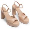 image:imageDREAM PAIRS Platform Heels for Women Square Toe Chunky High Heels Ankle Strap Sandals for Wedding Party Formal EventNude