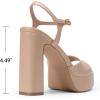 image:imageDREAM PAIRS Platform Heels for Women Square Toe Chunky High Heels Ankle Strap Sandals for Wedding Party Formal EventNude
