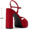 image:imageDREAM PAIRS Platform Heels for Women Square Toe Chunky High Heels Ankle Strap Sandals for Wedding Party Formal EventRed
