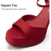 image:imageDREAM PAIRS Platform Heels for Women Square Toe Chunky High Heels Ankle Strap Sandals for Wedding Party Formal EventRed