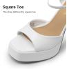 image:imageDREAM PAIRS Platform Heels for Women Square Toe Chunky High Heels Ankle Strap Sandals for Wedding Party Formal EventWhite