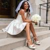 image:imageDREAM PAIRS Platform Heels for Women Square Toe Chunky High Heels Ankle Strap Sandals for Wedding Party Formal EventWhite