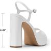 image:imageDREAM PAIRS Platform Heels for Women Square Toe Chunky High Heels Ankle Strap Sandals for Wedding Party Formal EventWhite