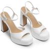 image:imageDREAM PAIRS Platform Heels for Women Square Toe Chunky High Heels Ankle Strap Sandals for Wedding Party Formal EventWhite