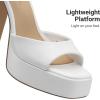 image:imageDREAM PAIRS Platform Heels for Women Square Toe Chunky High Heels Ankle Strap Sandals for Wedding Party Formal EventWhite