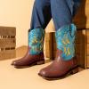 image:imageDREAM PAIRS Toddler Cowboy Boots Cowgirl Boots for Girls Square Toe Mid Calf Boys Western Fashion Riding Shoes for ToddlerLittle KidBig KidBlue