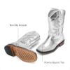 image:imageDREAM PAIRS Toddler Cowboy Boots Cowgirl Boots for Girls Square Toe Mid Calf Boys Western Fashion Riding Shoes for ToddlerLittle KidBig KidSilver