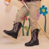 image:imageDREAM PAIRS Toddler Little Boys Girls Cowboy Boots Kids Western Square Toe Riding Mid Calf BootsBlack