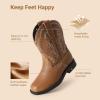 image:imageDREAM PAIRS Toddler Little Boys Girls Cowboy Boots Kids Western Square Toe Riding Mid Calf BootsBrown