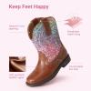 image:imageDREAM PAIRS Toddler Little Boys Girls Cowboy Boots Kids Western Square Toe Riding Mid Calf BootsBrownMulti
