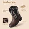 image:imageDREAM PAIRS Toddler Little Boys Girls Cowboy Boots Kids Western Square Toe Riding Mid Calf BootsDark BrownBlack