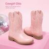 image:imageDREAM PAIRS Toddler Little Boys Girls Cowboy Boots Kids Western Square Toe Riding Mid Calf BootsPink