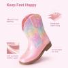 image:imageDREAM PAIRS Toddler Little Boys Girls Cowboy Boots Kids Western Square Toe Riding Mid Calf BootsPinkRainbow