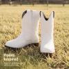 image:imageDREAM PAIRS Toddler Little Boys Girls Cowboy Boots Kids Western Square Toe Riding Mid Calf BootsWhite