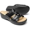 image:imageDREAM PAIRS Women Arch Support Slide Sandals Adjustable Straps Slip On Wedge Sandals Casual Comfort Lightweight Flat SlidesBlack
