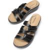 image:imageDREAM PAIRS Women Arch Support Slide Sandals Adjustable Straps Slip On Wedge Sandals Casual Comfort Lightweight Flat SlidesBlack