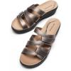 image:imageDREAM PAIRS Women Arch Support Slide Sandals Adjustable Straps Slip On Wedge Sandals Casual Comfort Lightweight Flat SlidesBronze
