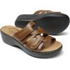 image:imageDREAM PAIRS Women Arch Support Slide Sandals Adjustable Straps Slip On Wedge Sandals Casual Comfort Lightweight Flat SlidesBrown
