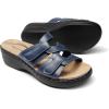 image:imageDREAM PAIRS Women Arch Support Slide Sandals Adjustable Straps Slip On Wedge Sandals Casual Comfort Lightweight Flat SlidesNavy