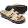 image:imageDREAM PAIRS Women Arch Support Slide Sandals Adjustable Straps Slip On Wedge Sandals Casual Comfort Lightweight Flat SlidesNude