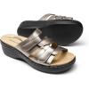 image:imageDREAM PAIRS Women Arch Support Slide Sandals Adjustable Straps Slip On Wedge Sandals Casual Comfort Lightweight Flat SlidesPewter