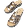 image:imageDREAM PAIRS Women Arch Support Slide Sandals Adjustable Straps Slip On Wedge Sandals Casual Comfort Lightweight Flat SlidesPewter