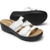 image:imageDREAM PAIRS Women Arch Support Slide Sandals Adjustable Straps Slip On Wedge Sandals Casual Comfort Lightweight Flat SlidesWhite