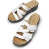 image:imageDREAM PAIRS Women Arch Support Slide Sandals Adjustable Straps Slip On Wedge Sandals Casual Comfort Lightweight Flat SlidesWhite