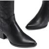image:imageDREAM PAIRS Womens Cowboy Boots Wide Calf Comfortable Pull On Zipper Chunky Heel Pointed Toe Embroidered Western Cowgirl Knee High Boots Ladies Retro Tall BootBlackPu