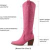 image:imageDREAM PAIRS Womens Cowboy Boots Wide Calf Comfortable Pull On Zipper Chunky Heel Pointed Toe Embroidered Western Cowgirl Knee High Boots Ladies Retro Tall BootHot Pink