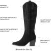 image:imageDREAM PAIRS Womens Cowboy Boots Wide Calf Comfortable Pull On Zipper Chunky Heel Pointed Toe Embroidered Western Cowgirl Knee High Boots Ladies Retro Tall BootBlack