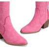image:imageDREAM PAIRS Womens Cowboy Boots Wide Calf Comfortable Pull On Zipper Chunky Heel Pointed Toe Embroidered Western Cowgirl Knee High Boots Ladies Retro Tall BootHot Pink