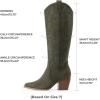 image:imageDREAM PAIRS Womens Cowboy Boots Wide Calf Comfortable Pull On Zipper Chunky Heel Pointed Toe Embroidered Western Cowgirl Knee High Boots Ladies Retro Tall BootGreen