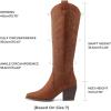 image:imageDREAM PAIRS Womens Cowboy Boots Wide Calf Comfortable Pull On Zipper Chunky Heel Pointed Toe Embroidered Western Cowgirl Knee High Boots Ladies Retro Tall BootBrown