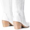 image:imageDREAM PAIRS Womens Cowboy Boots Wide Calf Comfortable Pull On Zipper Chunky Heel Pointed Toe Embroidered Western Cowgirl Knee High Boots Ladies Retro Tall BootWhite
