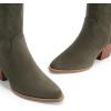 image:imageDREAM PAIRS Womens Cowboy Boots Wide Calf Comfortable Pull On Zipper Chunky Heel Pointed Toe Embroidered Western Cowgirl Knee High Boots Ladies Retro Tall BootGreen