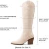 image:imageDREAM PAIRS Womens Cowboy Boots Wide Calf Comfortable Pull On Zipper Chunky Heel Pointed Toe Embroidered Western Cowgirl Knee High Boots Ladies Retro Tall BootBeige