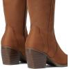 image:imageDREAM PAIRS Womens Cowboy Boots Wide Calf Comfortable Pull On Zipper Chunky Heel Pointed Toe Embroidered Western Cowgirl Knee High Boots Ladies Retro Tall BootBrown