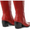 image:imageDREAM PAIRS Womens Cowboy Boots Wide Calf Comfortable Pull On Zipper Chunky Heel Pointed Toe Embroidered Western Cowgirl Knee High Boots Ladies Retro Tall BootRed