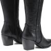 image:imageDREAM PAIRS Womens Cowboy Boots Wide Calf Comfortable Pull On Zipper Chunky Heel Pointed Toe Embroidered Western Cowgirl Knee High Boots Ladies Retro Tall BootBlackPu