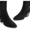image:imageDREAM PAIRS Womens Cowboy Boots Wide Calf Comfortable Pull On Zipper Chunky Heel Pointed Toe Embroidered Western Cowgirl Knee High Boots Ladies Retro Tall BootBlack