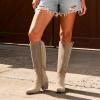image:imageDREAM PAIRS Womens Cowboy Boots Wide Calf Comfortable Pull On Zipper Chunky Heel Pointed Toe Embroidered Western Cowgirl Knee High Boots Ladies Retro Tall BootSand