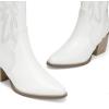 image:imageDREAM PAIRS Womens Cowboy Boots Wide Calf Comfortable Pull On Zipper Chunky Heel Pointed Toe Embroidered Western Cowgirl Knee High Boots Ladies Retro Tall BootAll White