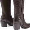 image:imageDREAM PAIRS Womens Cowboy Boots Wide Calf Comfortable Pull On Zipper Chunky Heel Pointed Toe Embroidered Western Cowgirl Knee High Boots Ladies Retro Tall BootBrownPu