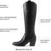 image:imageDREAM PAIRS Womens Cowboy Boots Wide Calf Comfortable Pull On Zipper Chunky Heel Pointed Toe Embroidered Western Cowgirl Knee High Boots Ladies Retro Tall BootBlackPu