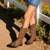 image:imageDREAM PAIRS Womens Cowboy Cowgirl Boots Embroidered Square Toe Mid Calf Western Boots Fashion Dress Chunky Low Heel Shoes for Theme Party Country ConcertBrown